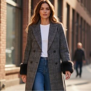 a new day Gray Trench Coat with black Cuffs